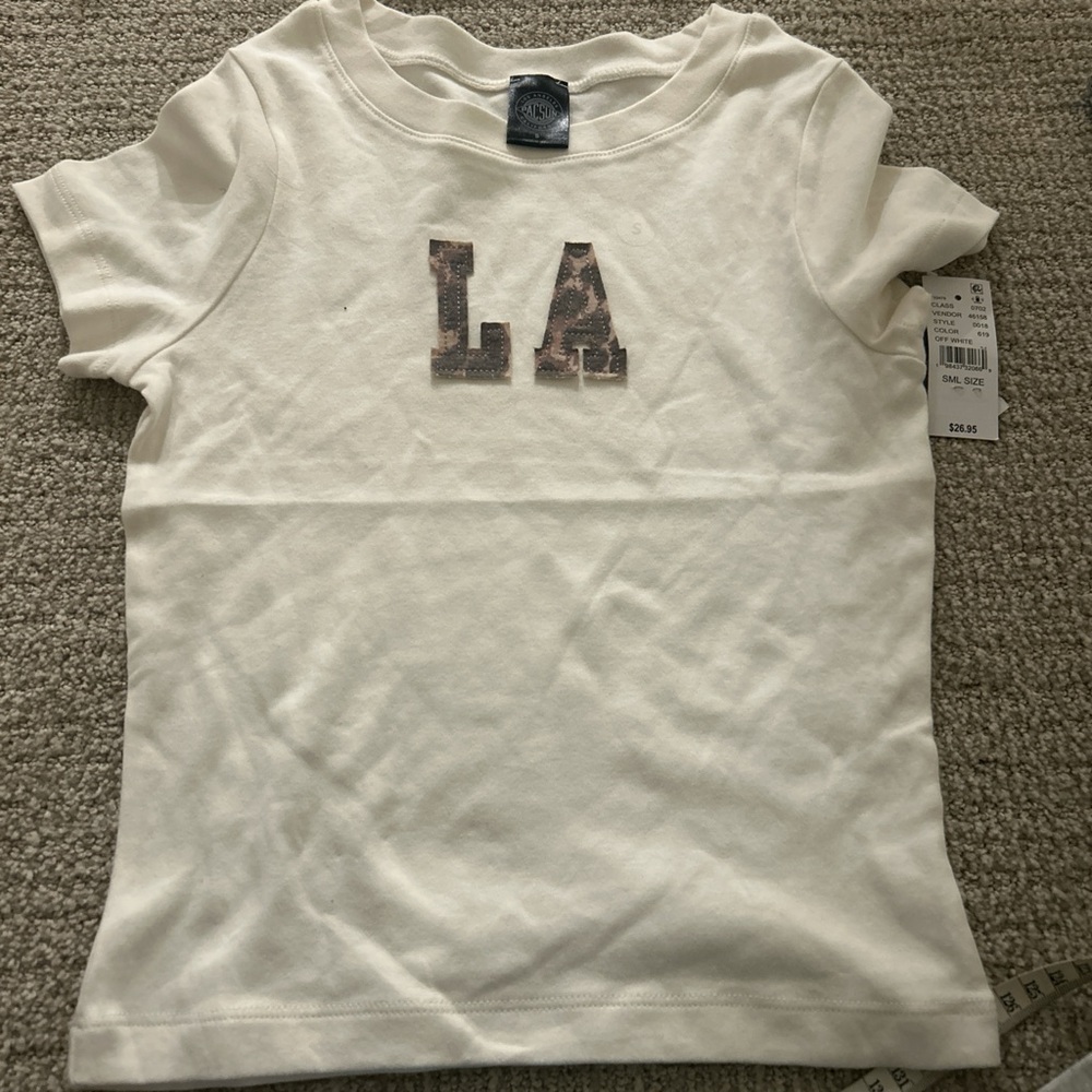 PacSun Cream T-Shirt with Camo LA Print